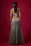 Shop_Mehak Murpana_Grey , Silk Sequins, Mirrors Sweetheart Embroidered Skirt Set _at_Aza_Fashions