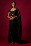 Buy_Mehak Murpana_Black Organza, Satin Sequins, Beads, Tassels Embellished Blouse Skirt Set _at_Aza_Fashions