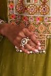 Buy_Kaari_Green Stones, Crystals, Diamonds, Nidhi Polki Ring _at_Aza_Fashions