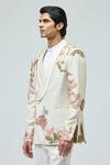 Varun Bahl_Ivory Modal, Dupion Embroidery Tuxedo Set _Online_at_Aza_Fashions