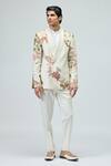 Buy_Varun Bahl_Ivory Modal, Dupion Embroidery Tuxedo Set _at_Aza_Fashions