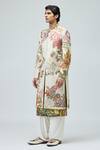 Shop_Varun Bahl_Ivory Modal, Dupion Embroidery Sherwani Set _at_Aza_Fashions