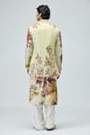 Shop_Varun Bahl_Green Modal, Dupion Floral Print Nehru Jacket _at_Aza_Fashions