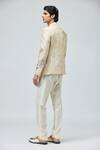 Shop_Varun Bahl_Beige Modal, Dupion Embroidery Floral Bandhgala And Pant Set _at_Aza_Fashions