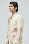 Buy_Varun Bahl_Beige Modal, Dupion Embroidery Floral Bandhgala And Pant Set _Online_at_Aza_Fashions
