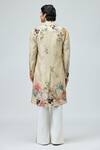Varun Bahl_Beige Modal, Dupion Embroidery Sherwani Jacket _at_Aza_Fashions