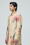 Shop_Varun Bahl_Beige Modal, Dupion Embroidery Sherwani Jacket 