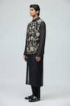 Varun Bahl_Black Chanderi Silk Embroidery, Zari Nehru Jacket _Online_at_Aza_Fashions