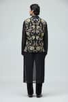 Shop_Varun Bahl_Black Chanderi Silk Embroidery, Zari Nehru Jacket _at_Aza_Fashions