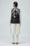 Shop_Varun Bahl_Black Chanderi Silk Floral Embroidered Nehru Jacket _at_Aza_Fashions