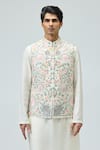 Buy_Varun Bahl_Pink Modal, Dupion Embroidery Nehru Jacket _at_Aza_Fashions