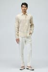 Buy_Varun Bahl_Ivory Silk Organza Embroidery Shirt _at_Aza_Fashions