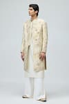 Varun Bahl_Gold Brocade Embroidery, Zari Woven Sherwani Set _Online_at_Aza_Fashions