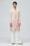 Buy_Varun Bahl_Pink Modal, Dupion Embroidery Sherwani _at_Aza_Fashions