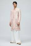 Varun Bahl_Pink Modal, Dupion Embroidery Sherwani _Online_at_Aza_Fashions