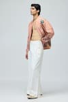 Buy_Varun Bahl_Pink Viscose, Tissue Embroidery Bomber Jacket _Online_at_Aza_Fashions
