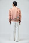 Shop_Varun Bahl_Pink Viscose, Tissue Embroidery Bomber Jacket _at_Aza_Fashions