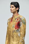 Buy_Varun Bahl_Multi Color Modal, Dupion Embroidery, Zari Printed Sherwani Set _Online_at_Aza_Fashions