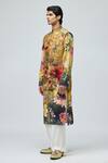 Shop_Varun Bahl_Multi Color Modal, Dupion Printed Bundi Kurta Set _Online_at_Aza_Fashions