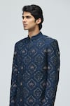 Buy_Varun Bahl_Blue Modal, Dupion Embroidery, Sequins, Zari Bandhgala Jacket _Online_at_Aza_Fashions