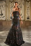Buy Seema Gujral Black Net Sequins, Tassels Square Neck Embellished Gown at Aza Fashions Buy_Seema Gujral_Black Net Sequins, Tassels Square Neck Embellished Gown _at_Aza_Fashions