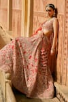 Buy_Anushree Reddy_Red Organza Embroidery, Sequins V-neck Riti Bridal Lehenga Set _Online_at_Aza_Fashions