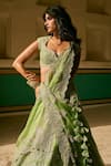 Anushree Reddy_Green Organza Sequins Sweetheart Riti Floral Embroidered Bridal Lehenga Set _Online_at_Aza_Fashions