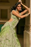 Buy_Anushree Reddy_Green Organza Sequins Sweetheart Riti Floral Embroidered Bridal Lehenga Set _Online_at_Aza_Fashions