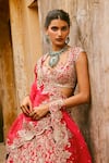 Anushree Reddy_Pink Organza Zari, Stones Smiti Zardozi Embroidered Lehenga Set With Dupatta _Online_at_Aza_Fashions