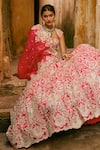 Shop_Anushree Reddy_Pink Organza Zari, Stones Smiti Zardozi Embroidered Lehenga Set With Dupatta _Online_at_Aza_Fashions