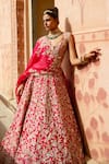Shop_Anushree Reddy_Gold Organza Embroidery, Sequins, Zari Bridal Lehenga Set With Blouse And Dupatta _at_Aza_Fashions