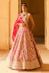 Buy_Anushree Reddy_Gold Organza Embroidery, Sequins, Zari Bridal Lehenga Set With Blouse And Dupatta _at_Aza_Fashions