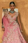 Anushree Reddy_Pink Organza Sequins, Zari, Tassels Advika Embroidered Lehenga Set With Dupatta _Online_at_Aza_Fashions