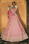 Buy_Anushree Reddy_Pink Organza Sequins, Zari, Tassels Advika Embroidered Lehenga Set With Dupatta _at_Aza_Fashions
