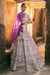 Buy_Anushree Reddy_Gold Organza Zari, Stones Sweetheart Neck Mehar Flower Embroidered Lehenga Set _Online_at_Aza_Fashions