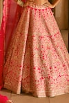 Anushree Reddy_Pink Organza Zari V-neck Mehar Embroidered Lehenga Set _Online_at_Aza_Fashions