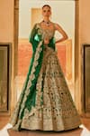 Buy_Anushree Reddy_Emerald Green Organza Embroidery, Zari, Lehenga Set With Blouse And Dupatta _at_Aza_Fashions