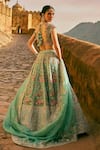 Shop_Anushree Reddy_Green Organza Embroidery V-neck Avni Floral Lehenga Set With Blouse _at_Aza_Fashions