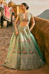 Buy_Anushree Reddy_Green Organza Embroidery V-neck Avni Floral Lehenga Set With Blouse _Online_at_Aza_Fashions