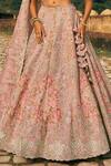 Shop_Anushree Reddy_Pink Organza Embroidery Sweetheart Neck Kamya Thread Bridal Lehenga Set _Online_at_Aza_Fashions