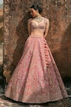 Buy Anushree Reddy Pink Organza Embroidery, Sequins, Zari V-neck Vajra Lehenga Set Online at Aza Fashions Buy_Anushree Reddy_Pink Organza Embroidery, Sequins, Zari V-neck Vajra Lehenga Set _Online_at_Aza_Fashions