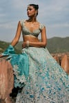 Anushree Reddy_Blue Organza Embroidery, Sequins Sweetheart Neck Vajra Lehenga Set _Online_at_Aza_Fashions