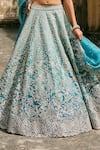Shop_Anushree Reddy_Blue Organza Embroidery, Sequins Sweetheart Neck Vajra Lehenga Set _Online_at_Aza_Fashions