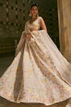 Buy_Anushree Reddy_Pink Organza Embroidery Sweetheart Neck Utsa Floral Lehenga Set With Dupatta _Online_at_Aza_Fashions