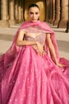 Buy_Anushree Reddy_Pink Organza Embroidery, Sequins Asymmetric Sneha Chitta Pico Skirt Set _Online_at_Aza_Fashions