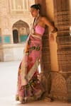 Buy_Anushree Reddy_Pink Organza Zari Ruh Printed Saree And Unstitched Blouse Piece _Online_at_Aza_Fashions