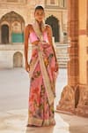 Buy_Anushree Reddy_Pink Organza Zari Ruh Printed Saree And Unstitched Blouse Piece _at_Aza_Fashions
