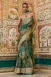 Buy_Anushree Reddy_Pink Chiffon Zari Ruh Printed Saree And Unstitched Blouse Piece _Online_at_Aza_Fashions