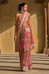 Anushree Reddy Pink Chiffon Florette Print Saree And Unstitched Blouse Piece Online at Aza Fashions Anushree Reddy_Pink Chiffon Florette Print Saree And Unstitched Blouse Piece _Online_at_Aza_Fashions