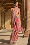 Shop Anushree Reddy Pink Chiffon Florette Print Saree And Unstitched Blouse Piece at Aza Fashions Shop_Anushree Reddy_Pink Chiffon Florette Print Saree And Unstitched Blouse Piece _at_Aza_Fashions